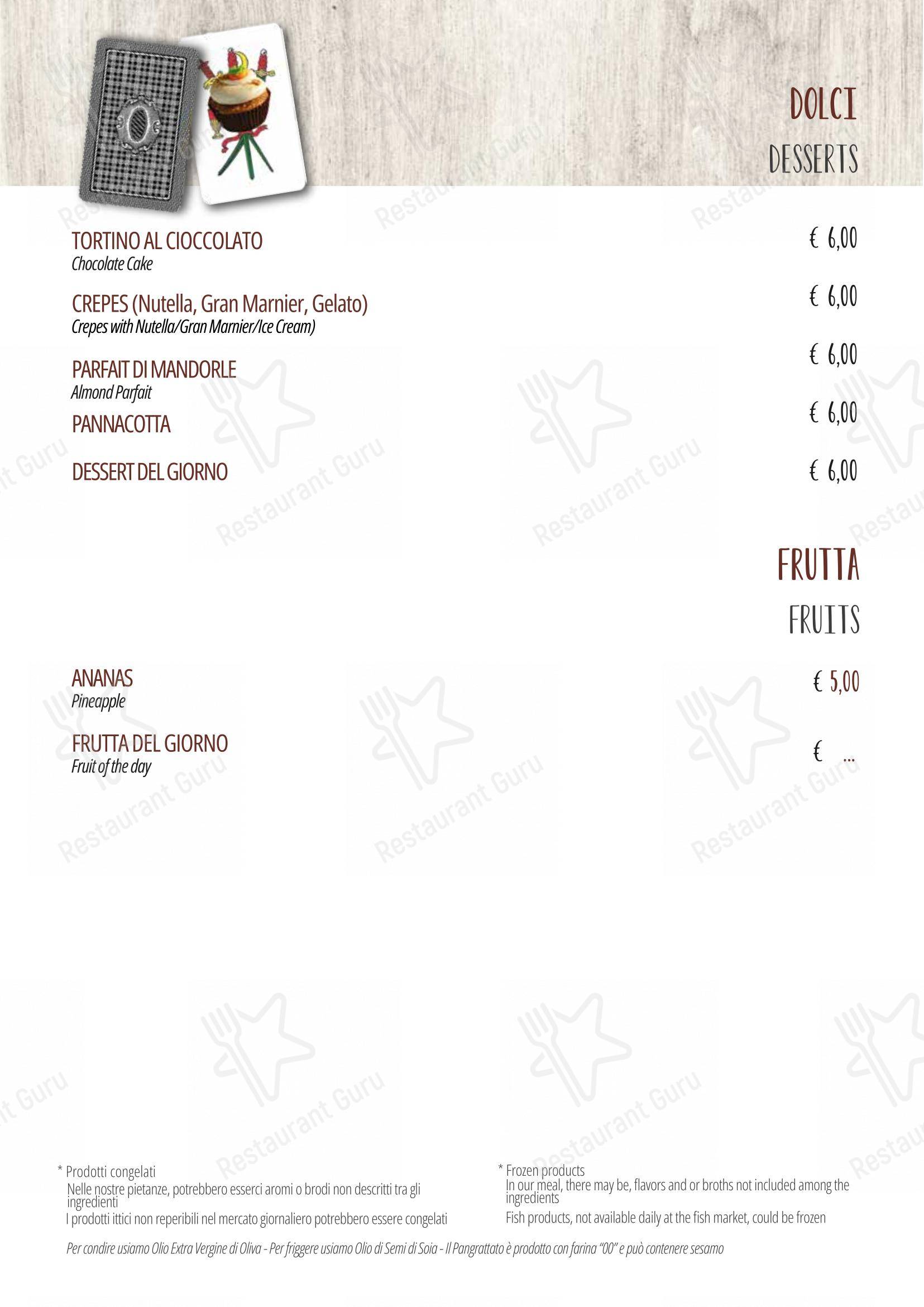 Menu per Il Baro in Palermo