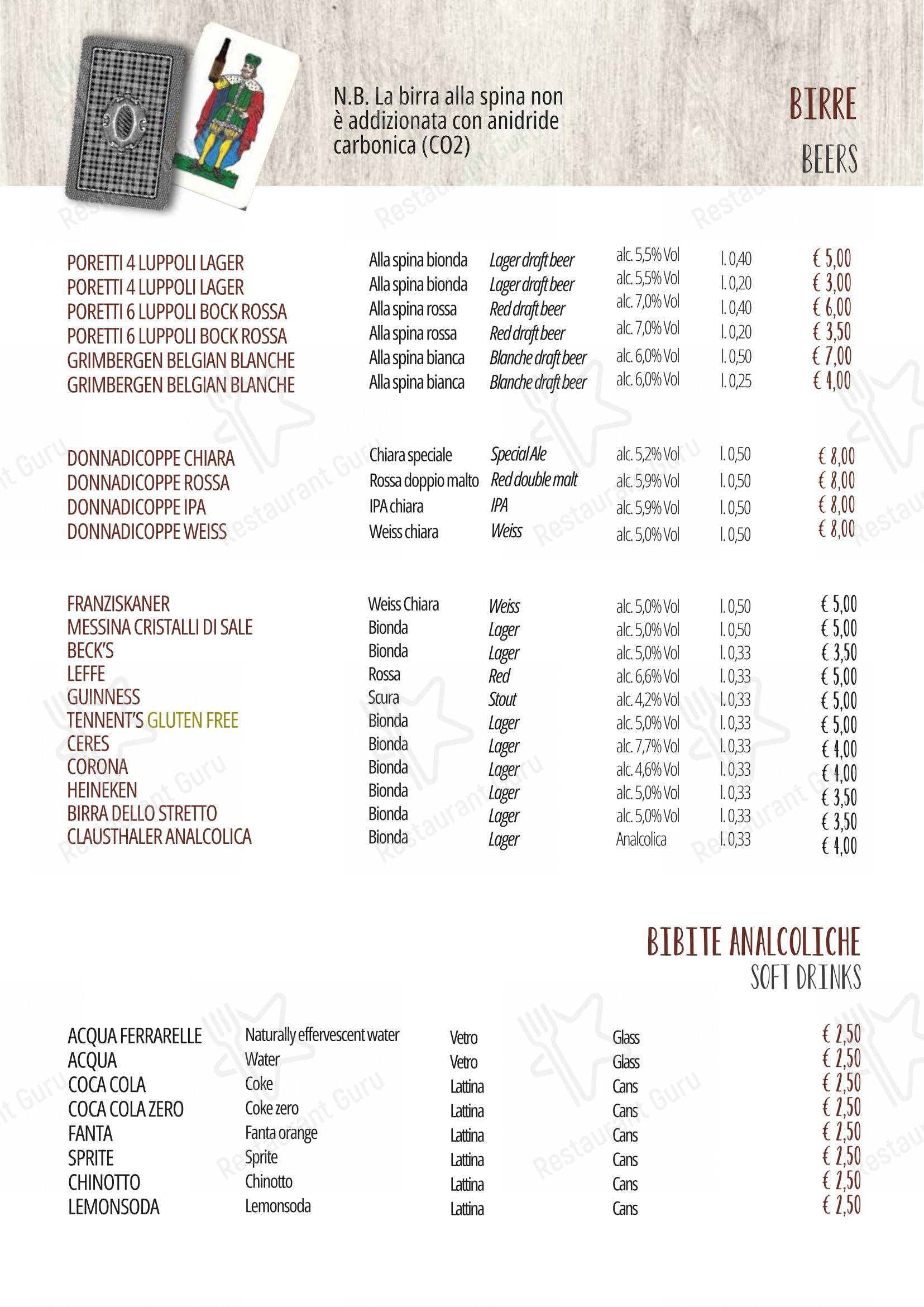 Menu per Il Baro pizzeria