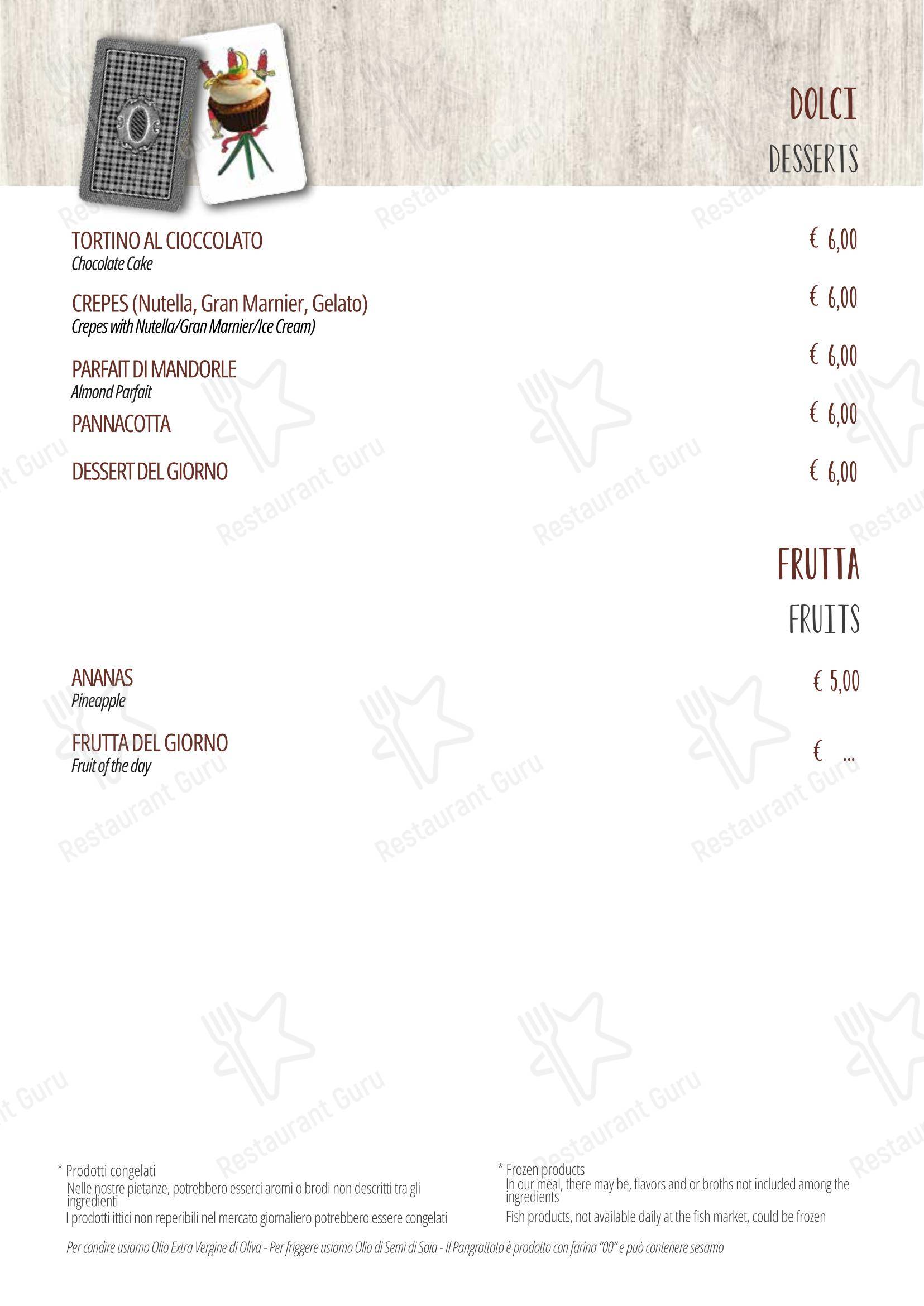Menu pour Il Baro pizzeria