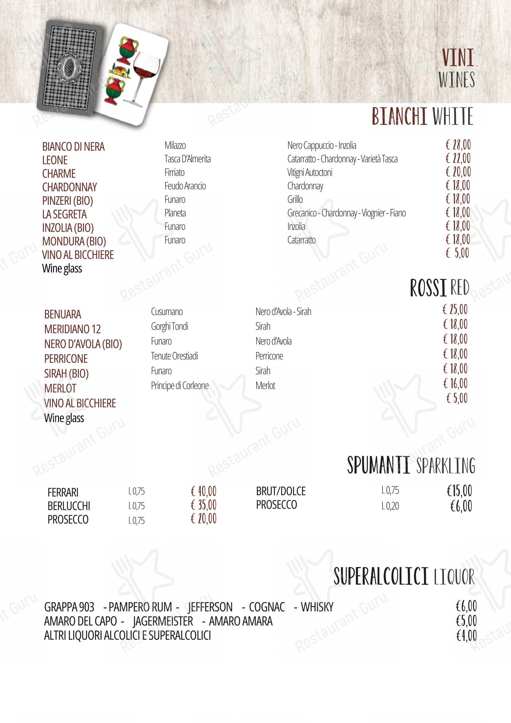 Menu per Il Baro in Palermo