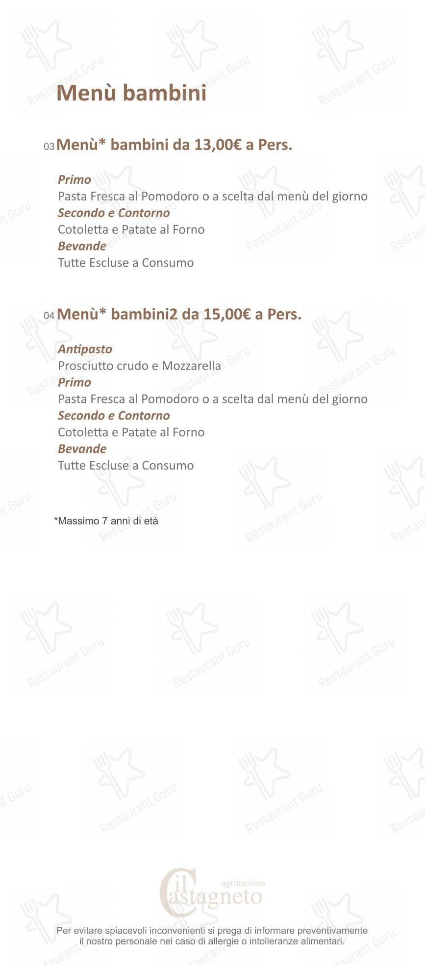 Menu per Agriturismo Il Castagneto - Padula in Padula