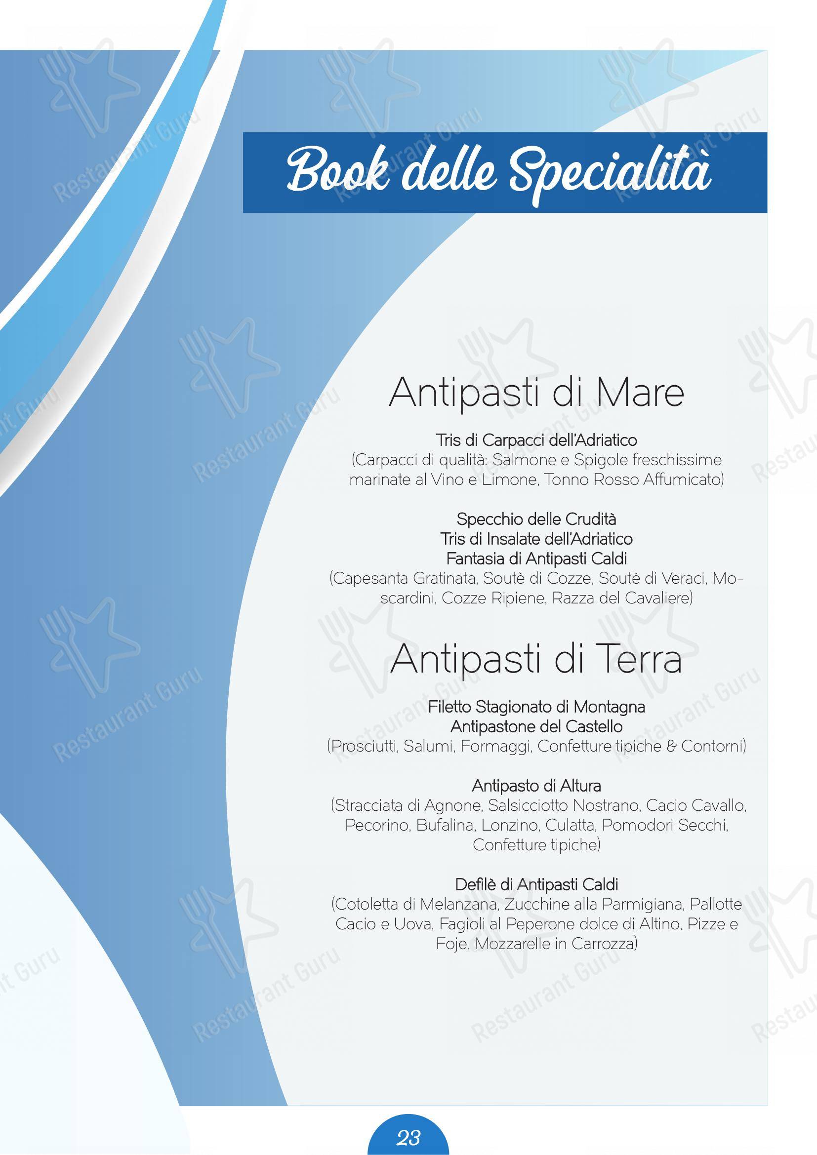 Il Castello di Perano in Perano - Menu