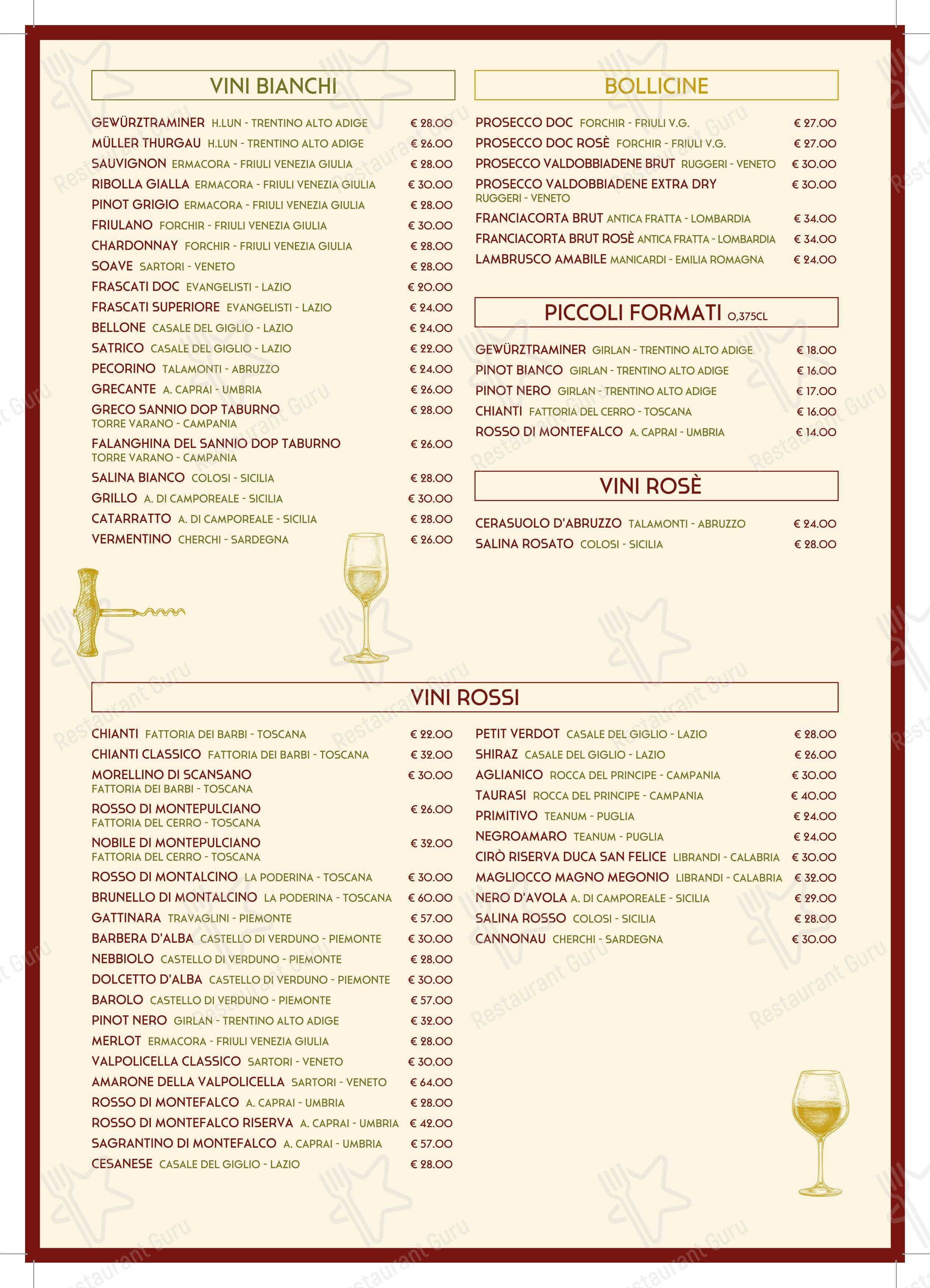 Menu di Il Giardino Romano - Menu