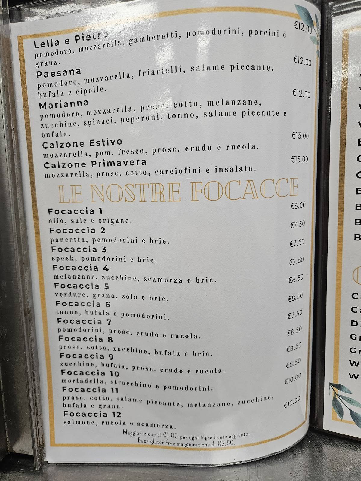 Menu di Goccia di Mare 