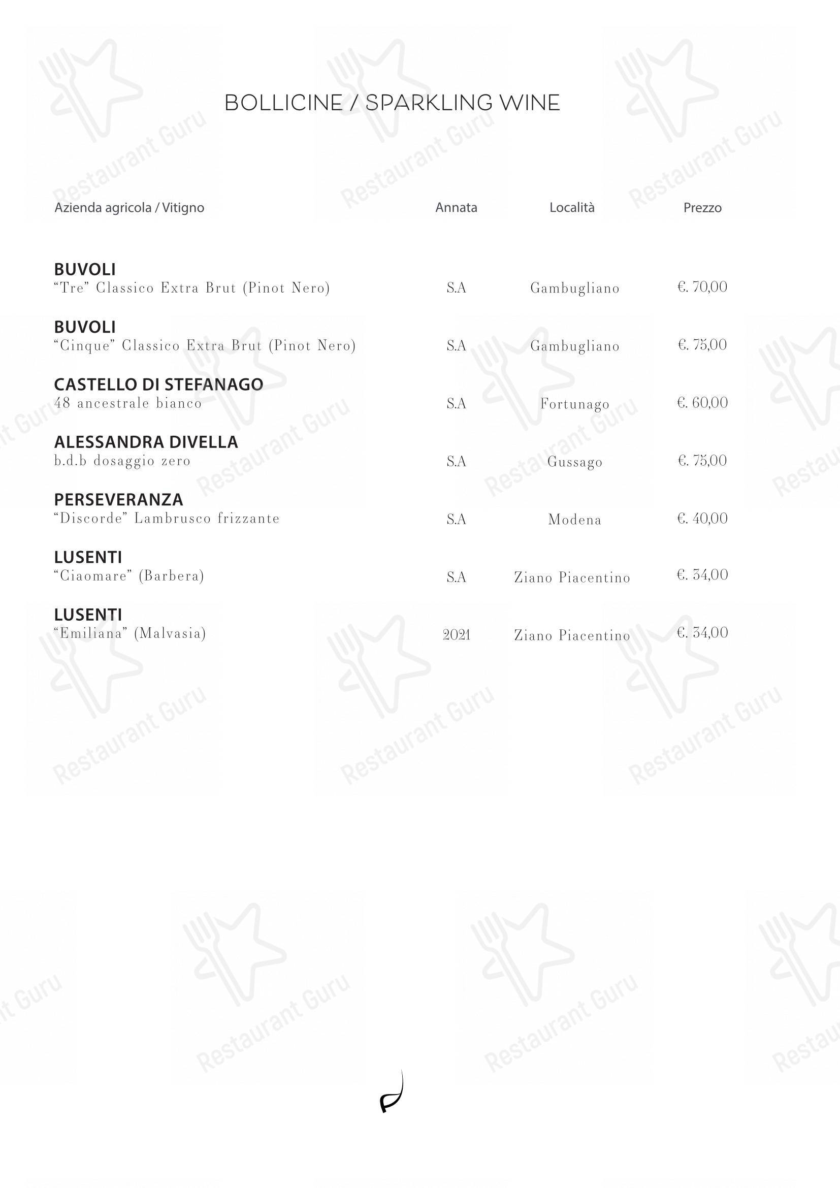 Menu di Il Refettorio - Коктейльная карта