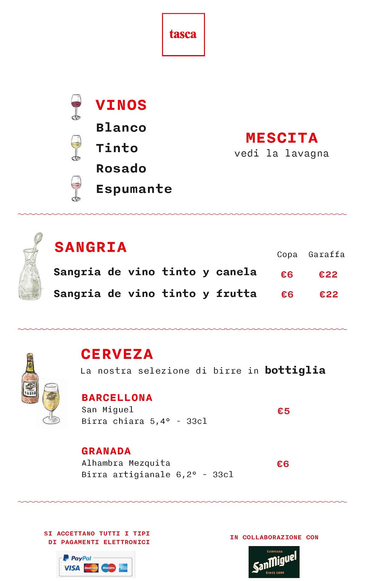 Menu di Il Tasca Milano 