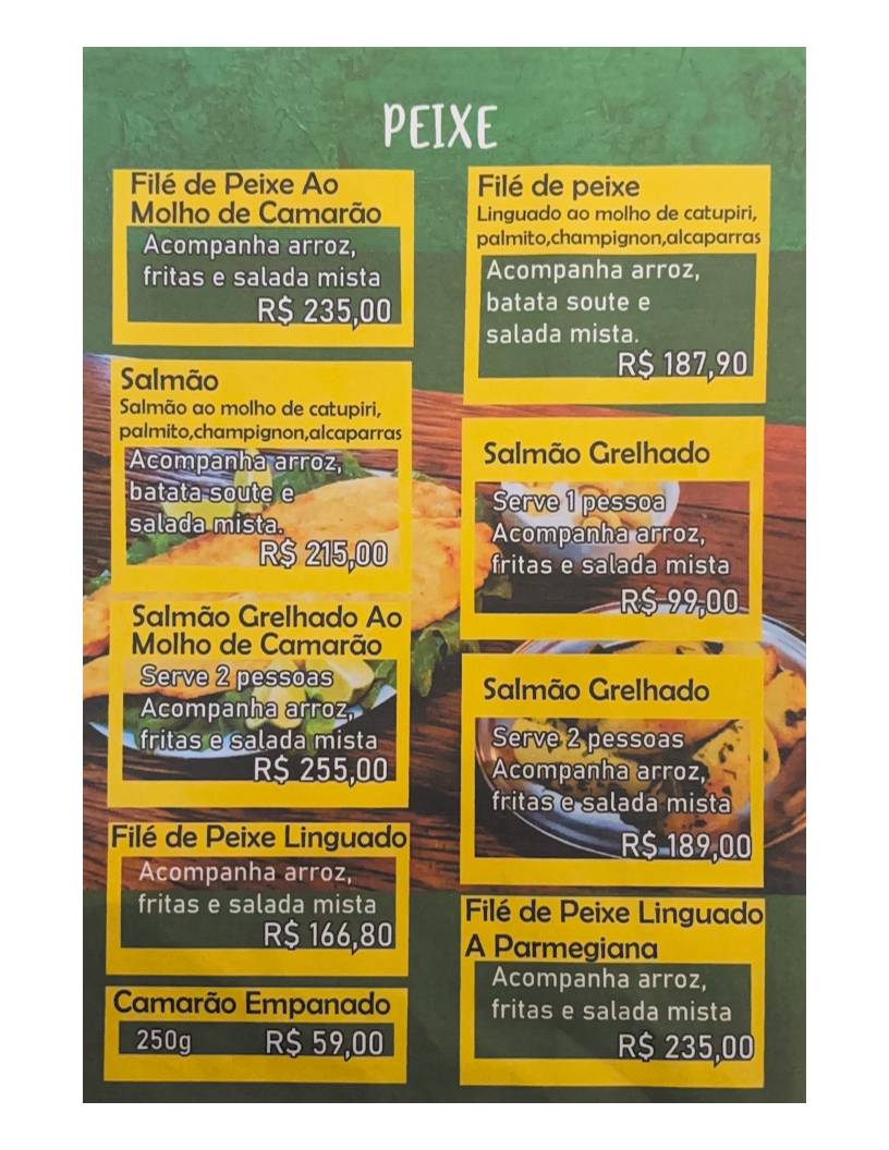 Peña del Sur cardápio