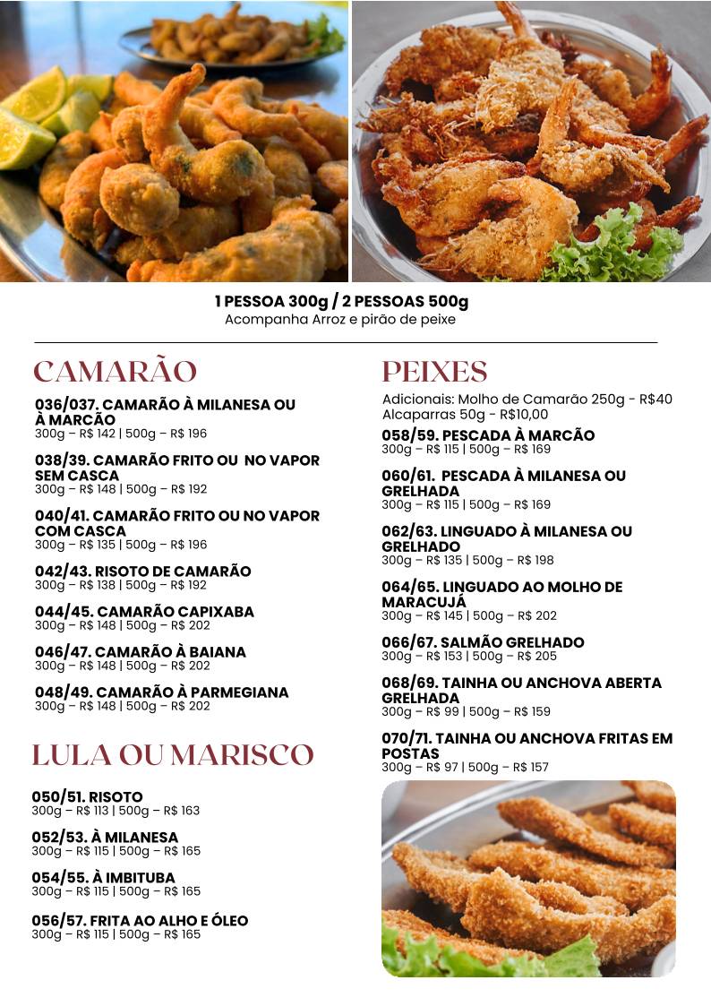 Restaurante e Pizzaria Marcão cardápio