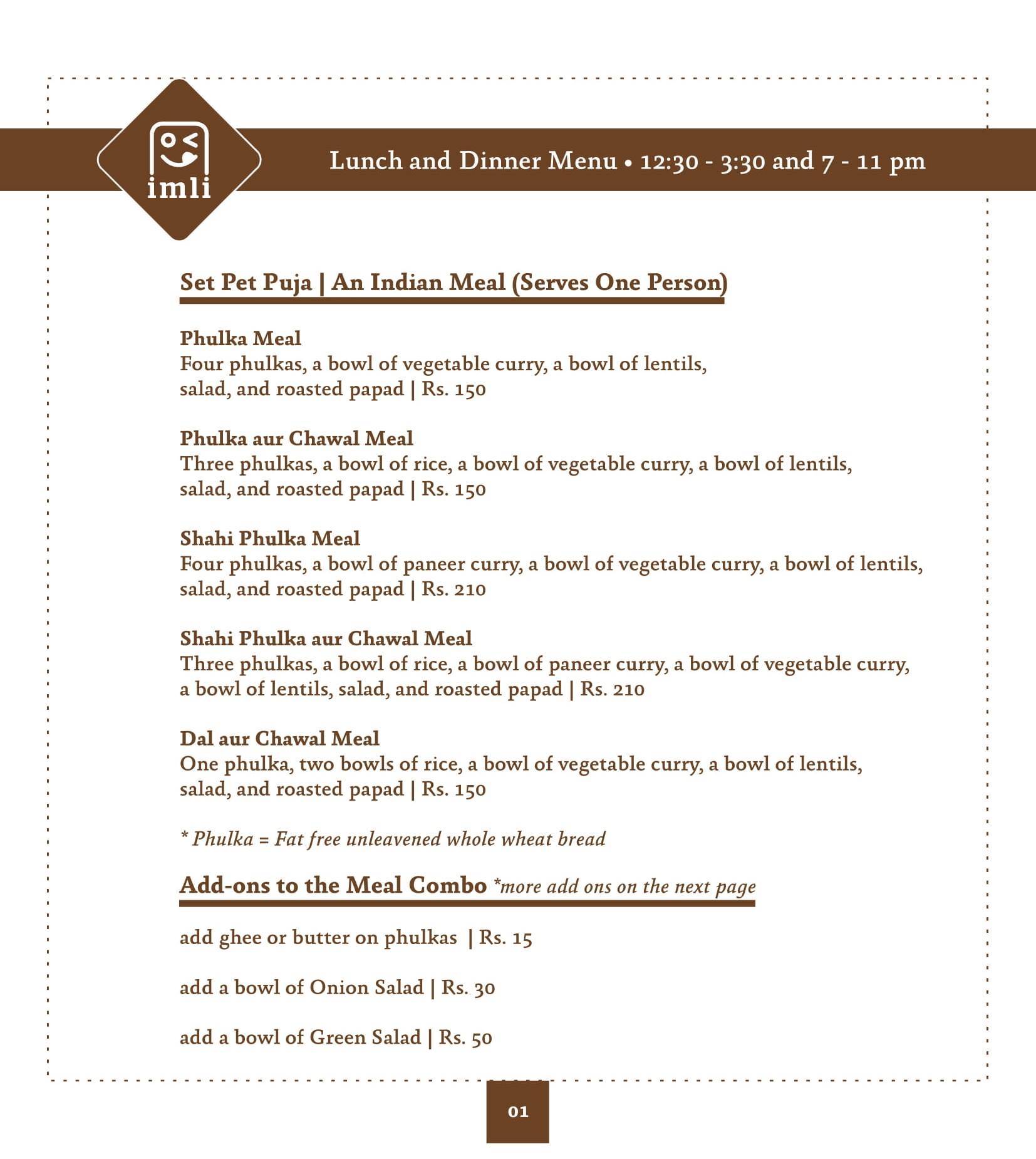 Imli Cafe & Restaurant menu