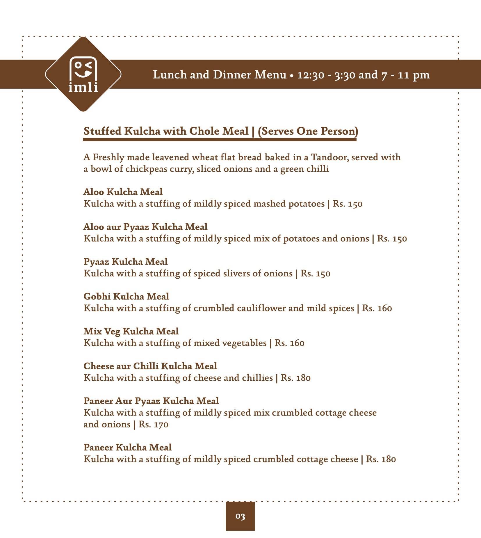 Imli Cafe & Restaurant menu