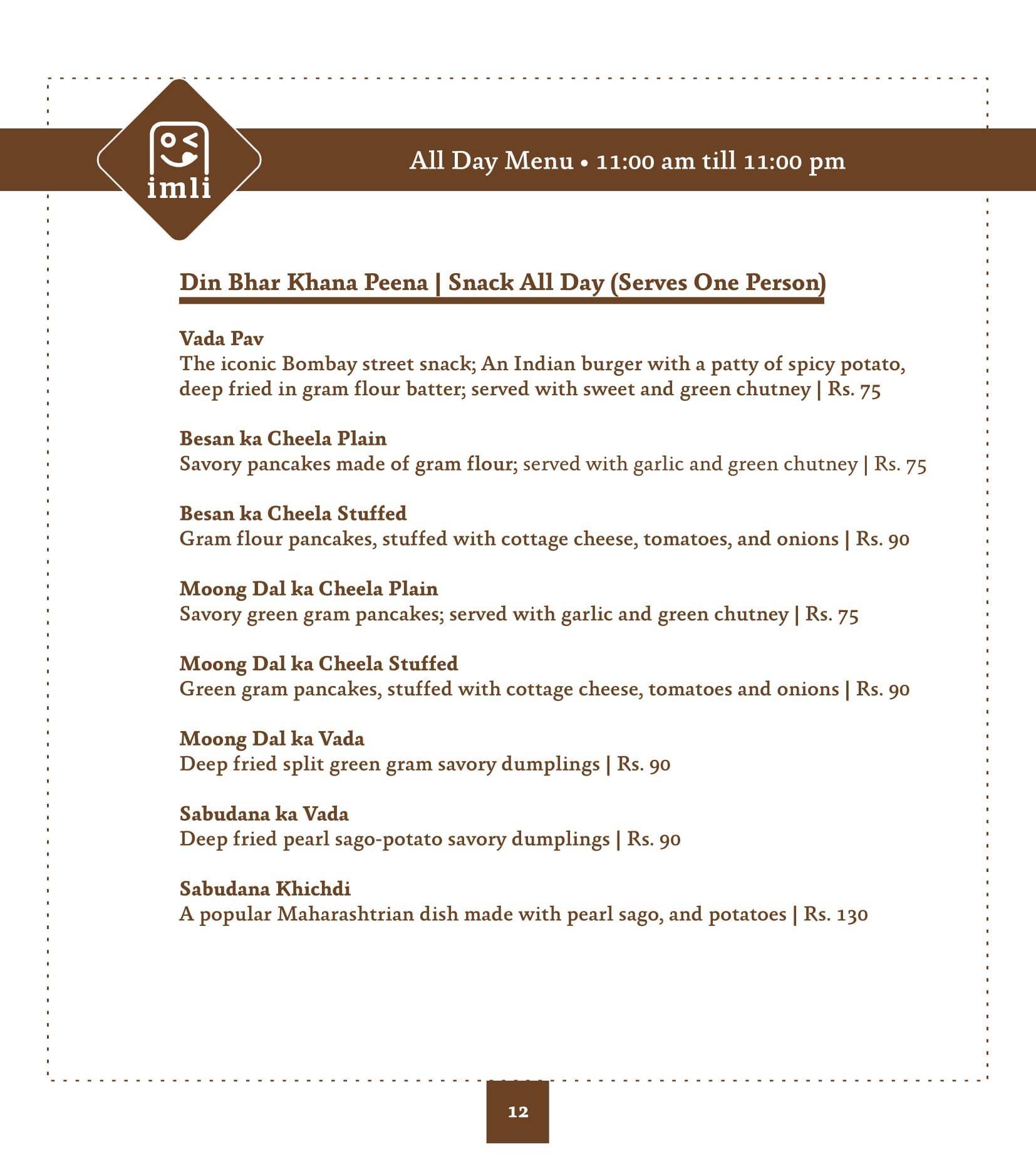 Imli Cafe & Restaurant menu