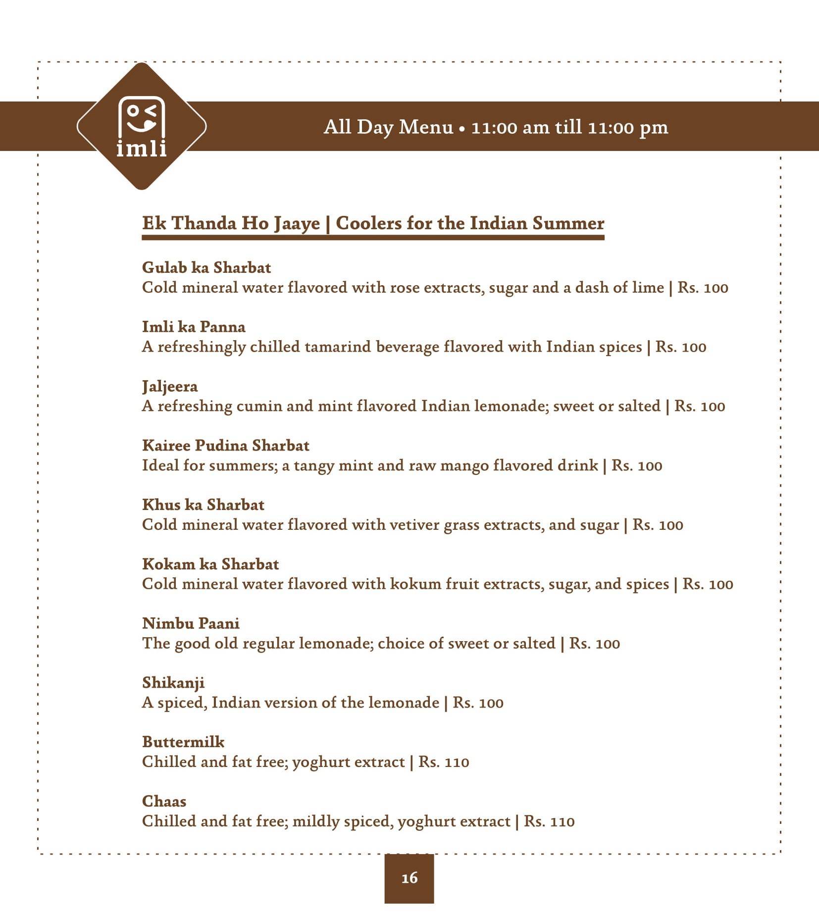 Imli Cafe & Restaurant menu