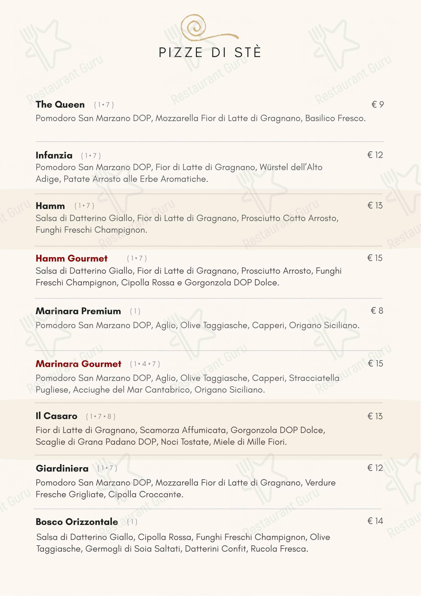 Menu bar per Impastè ristorante