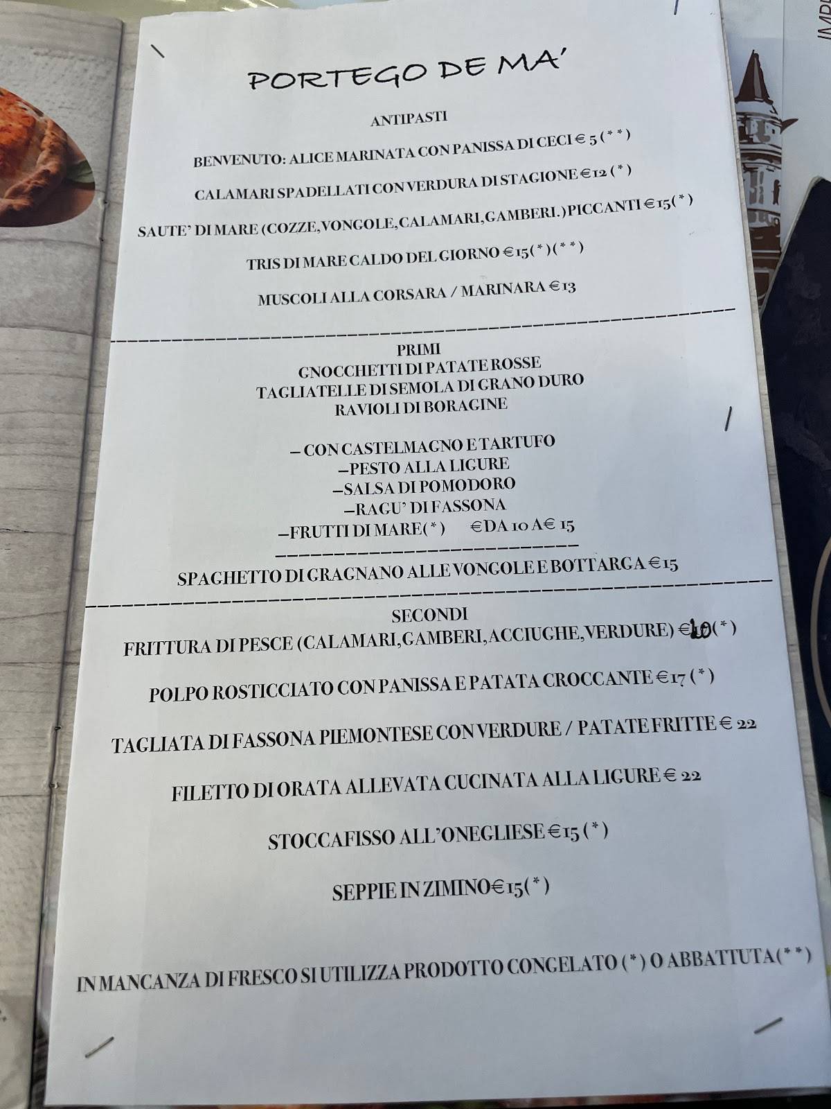 Menu di Portego De Ma 
