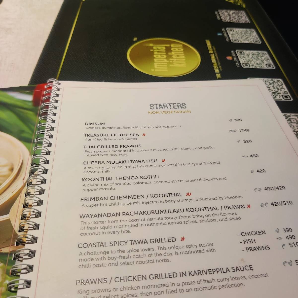 Imperial Kitchen Kowdiar menu