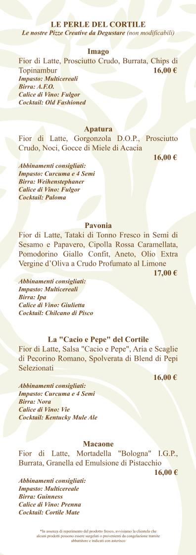 Menu di Il Cortile In Centro Pizza Gourmet 