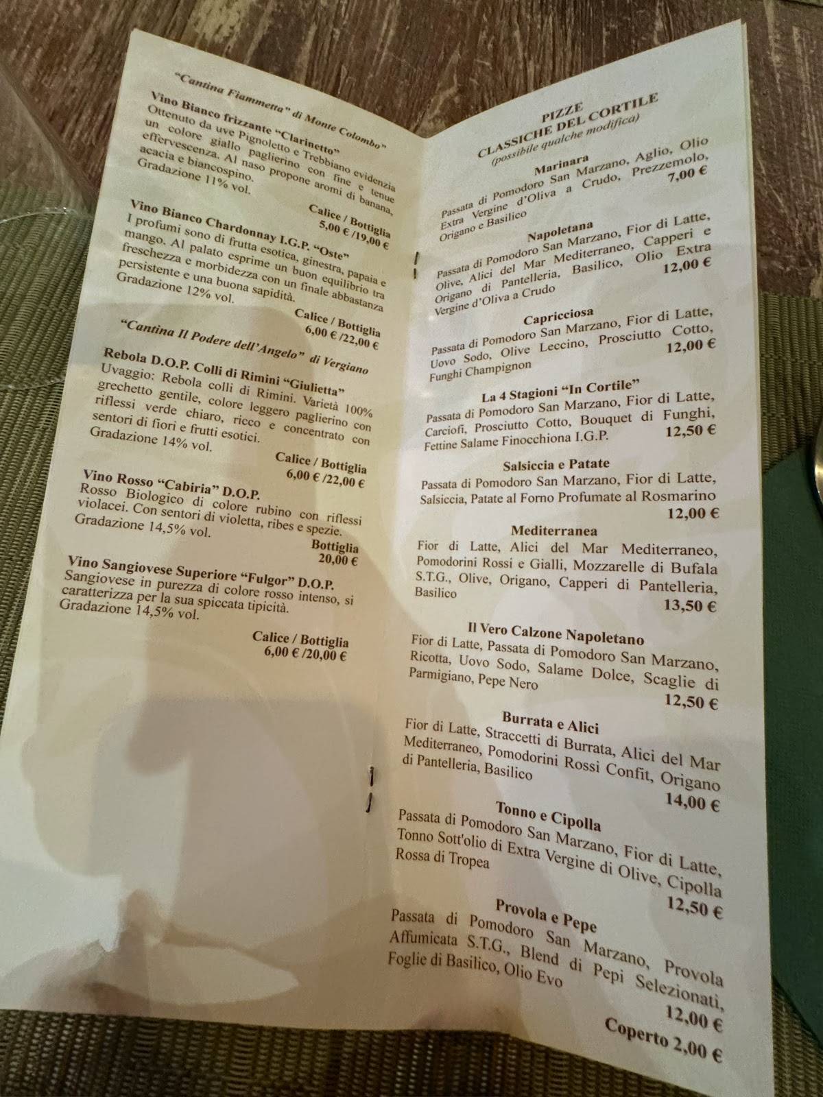 Menu di Il Cortile In Centro Pizza Gourmet 