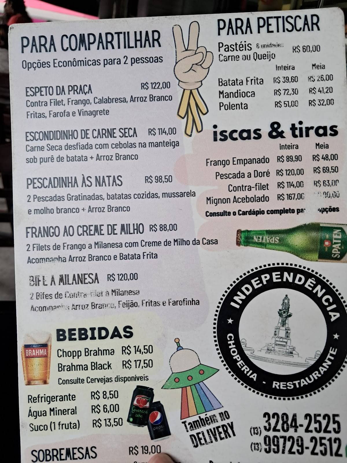 Independência Choperia & Restaurante cardápio