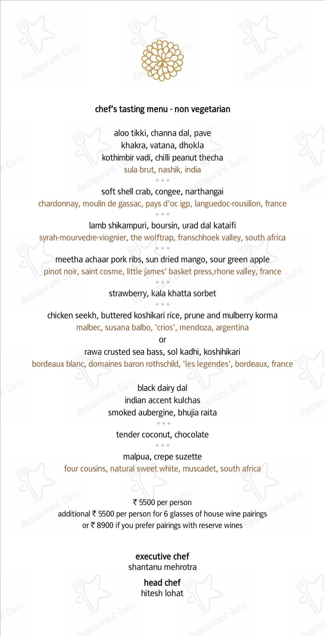 Indian Accent in New Delhi - Takeaway Menu