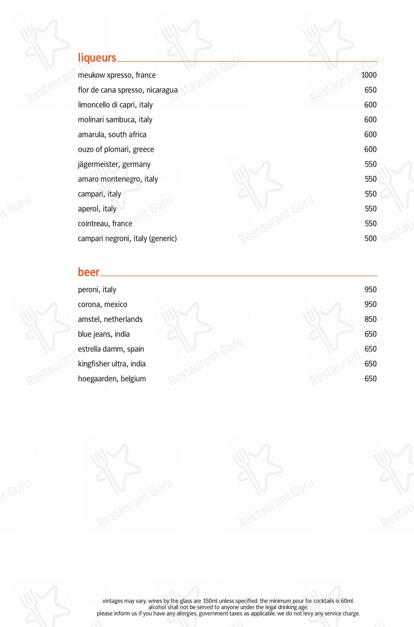 Lunch menu for the Indian Accent restaurant