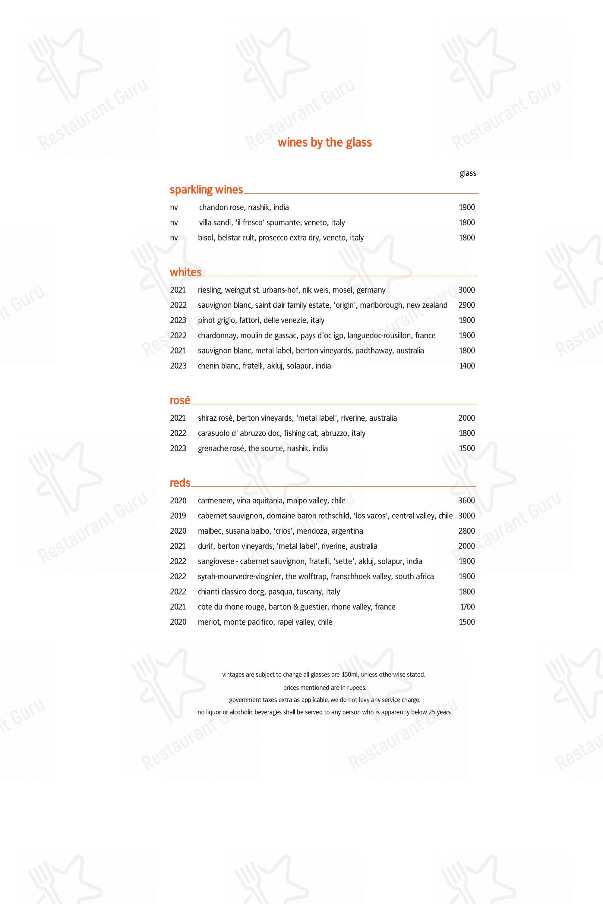 Lunch menu for Indian Accent in New Delhi