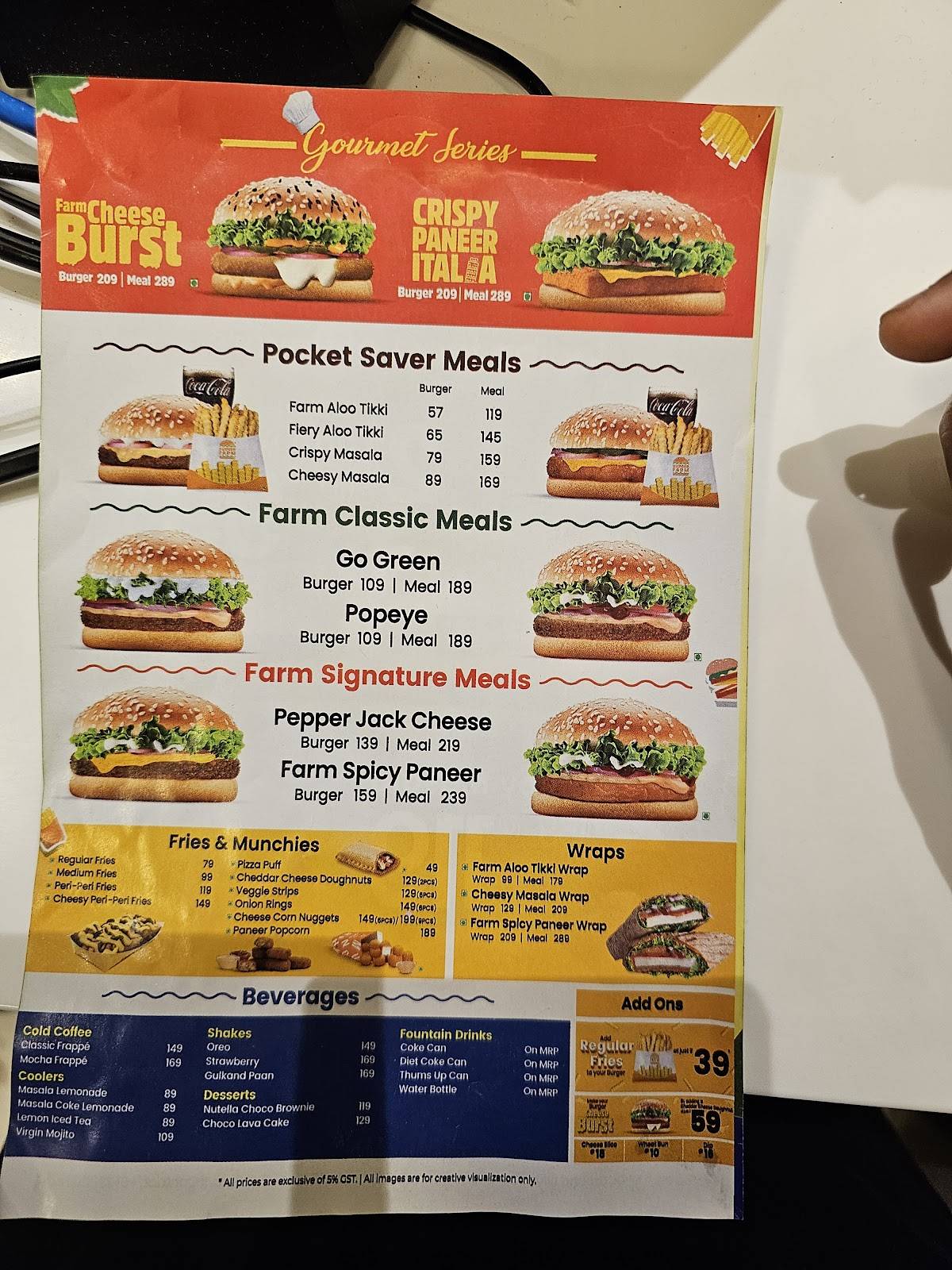 Burger Farm menu