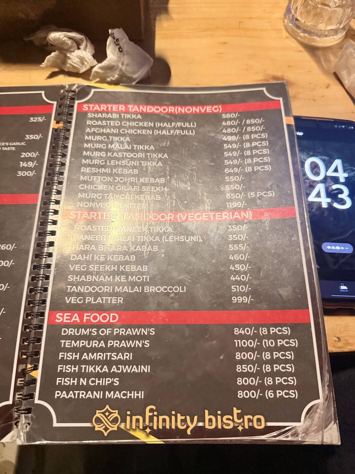 Infinity Bistro menu