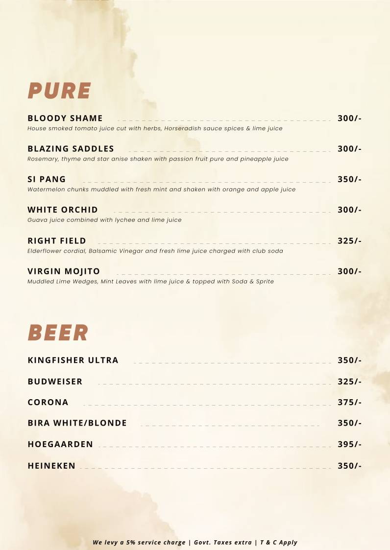 Iron Bar & Grill menu