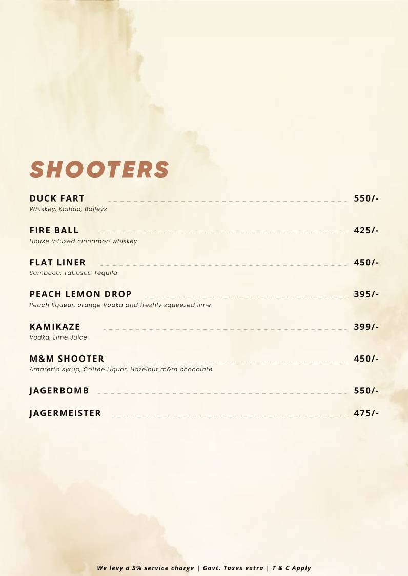 Iron Bar & Grill menu