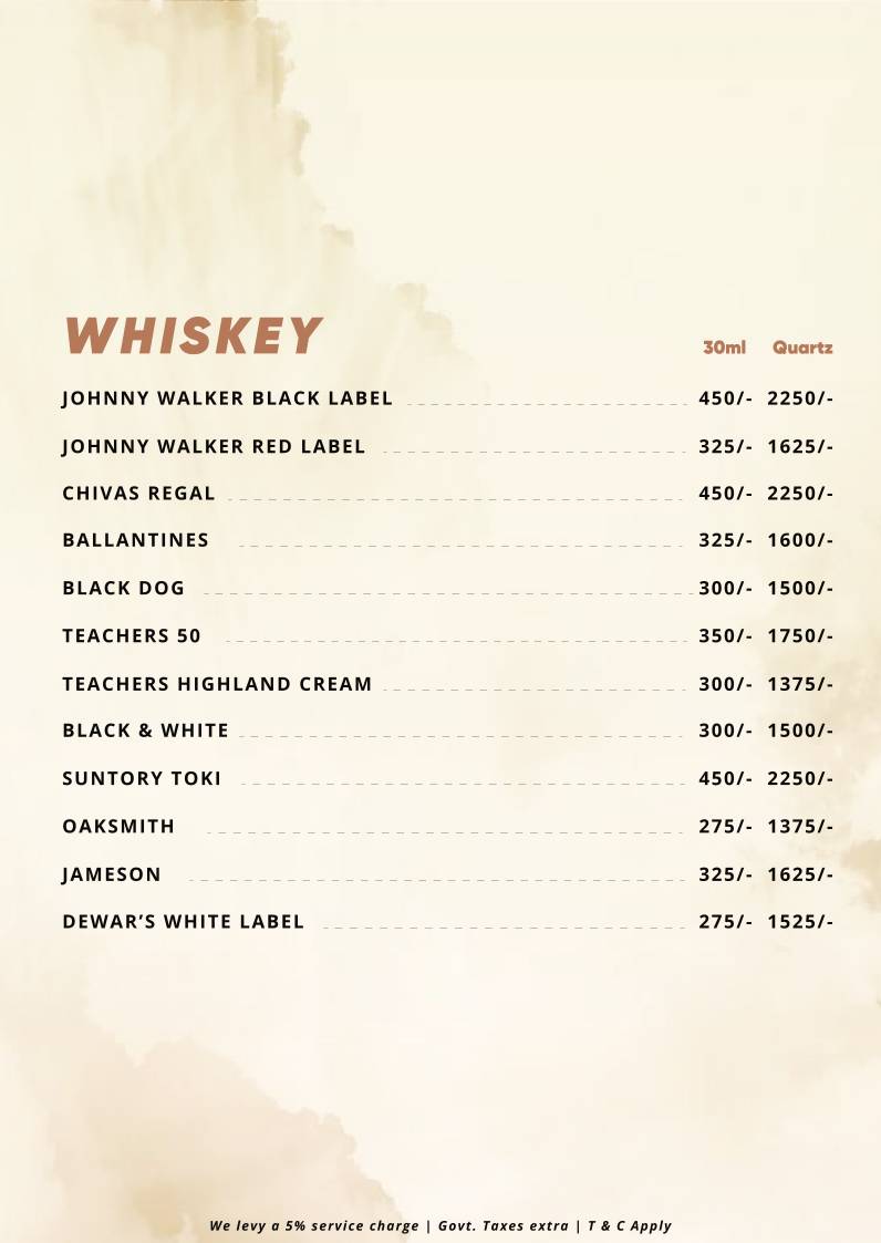 Iron Bar & Grill menu