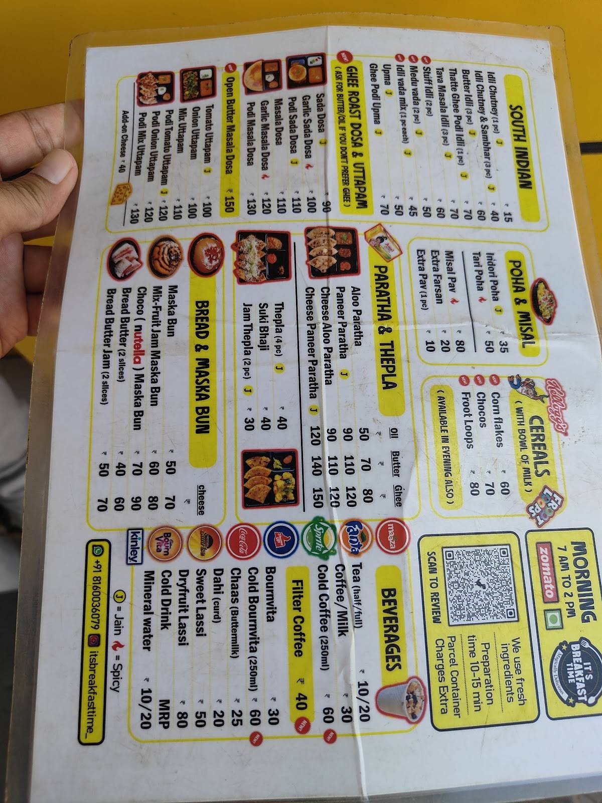 It's Breakfast Time menu