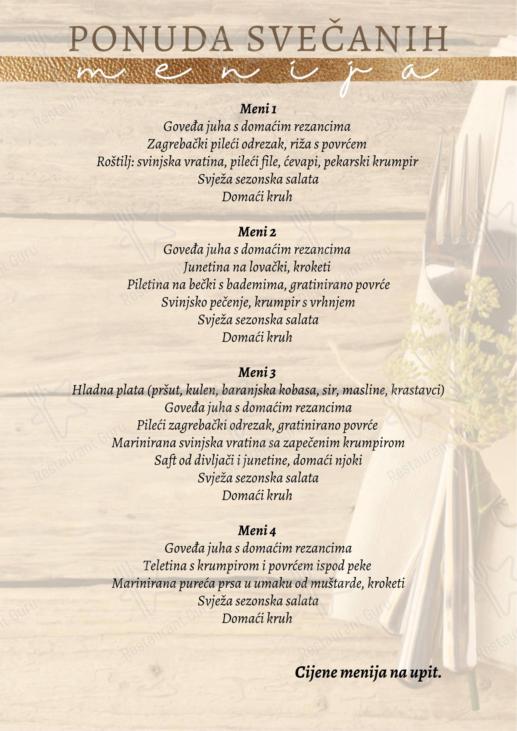 Menu di Izletiste Petek / Restoran Garfield - Menu bar