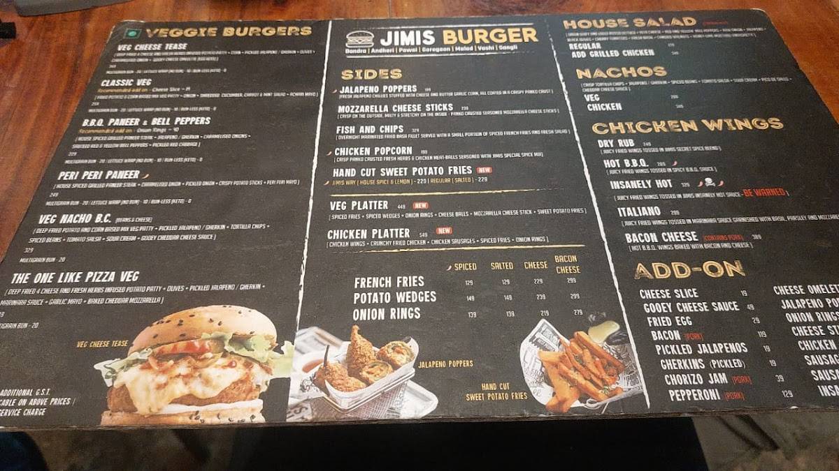 JIMIS BURGER - Vashi menu