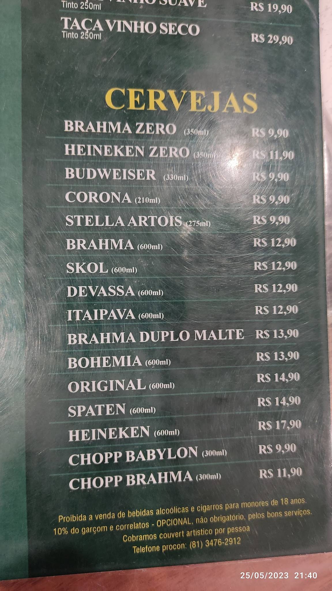 Armazém Central cardápio