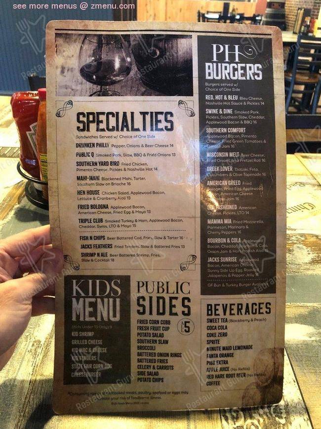 Menu at Jacks Public House, Braselton
