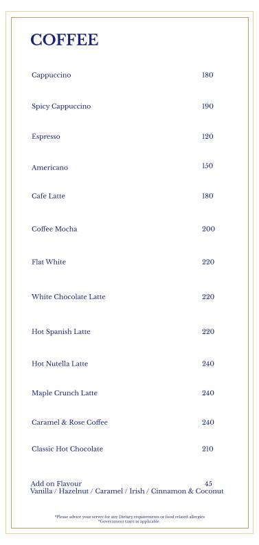 Gree ca Cafe Rooftop menu