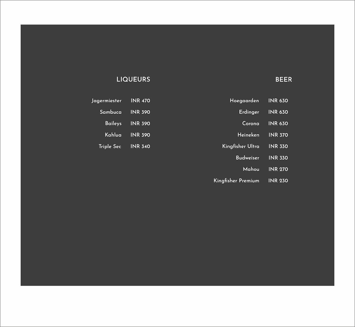 Iso Cafe & Bar menu