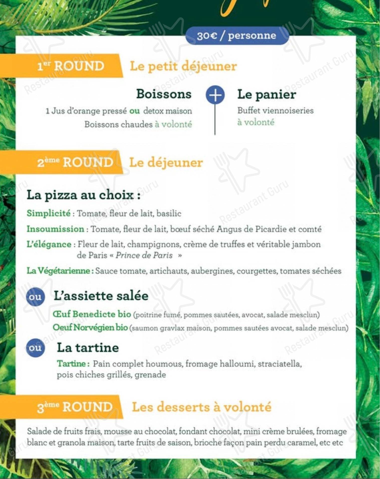 Menu pour Jango dans Paris