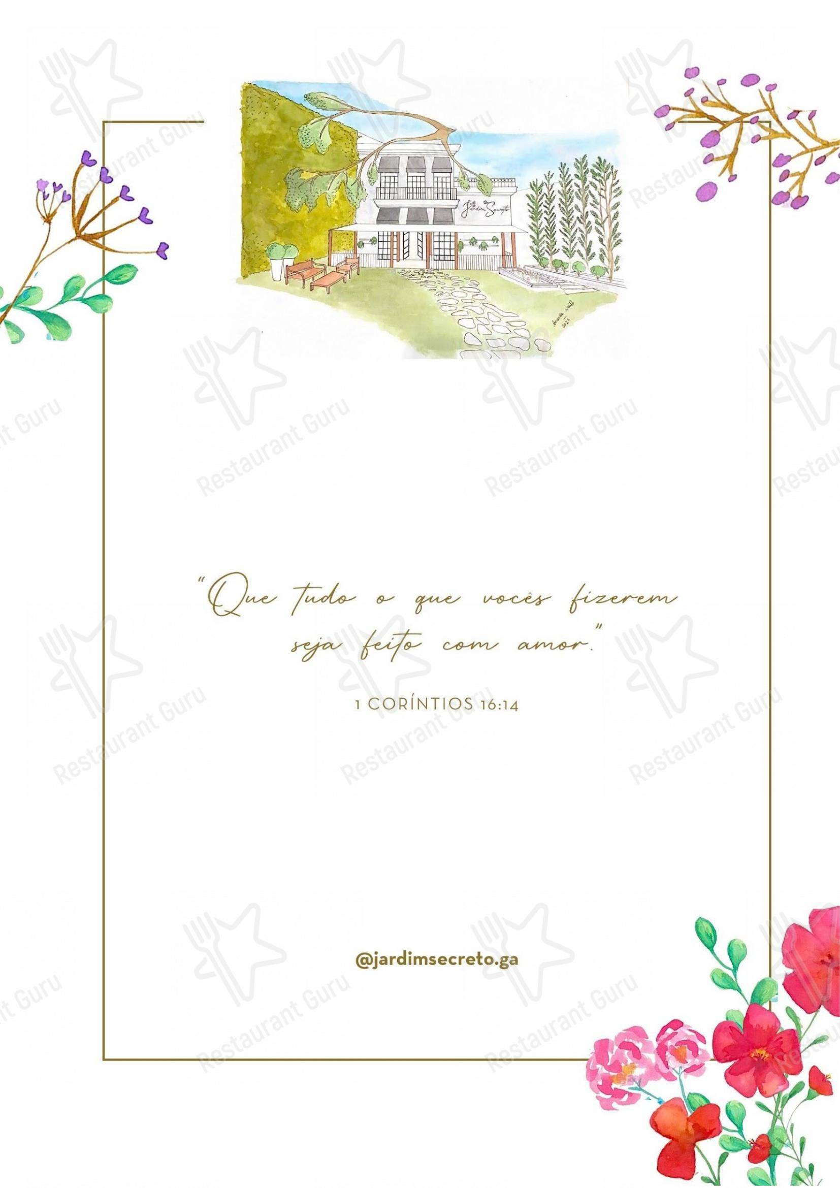 Jardim Secreto Gastronomia e Afetividade - Menu bar