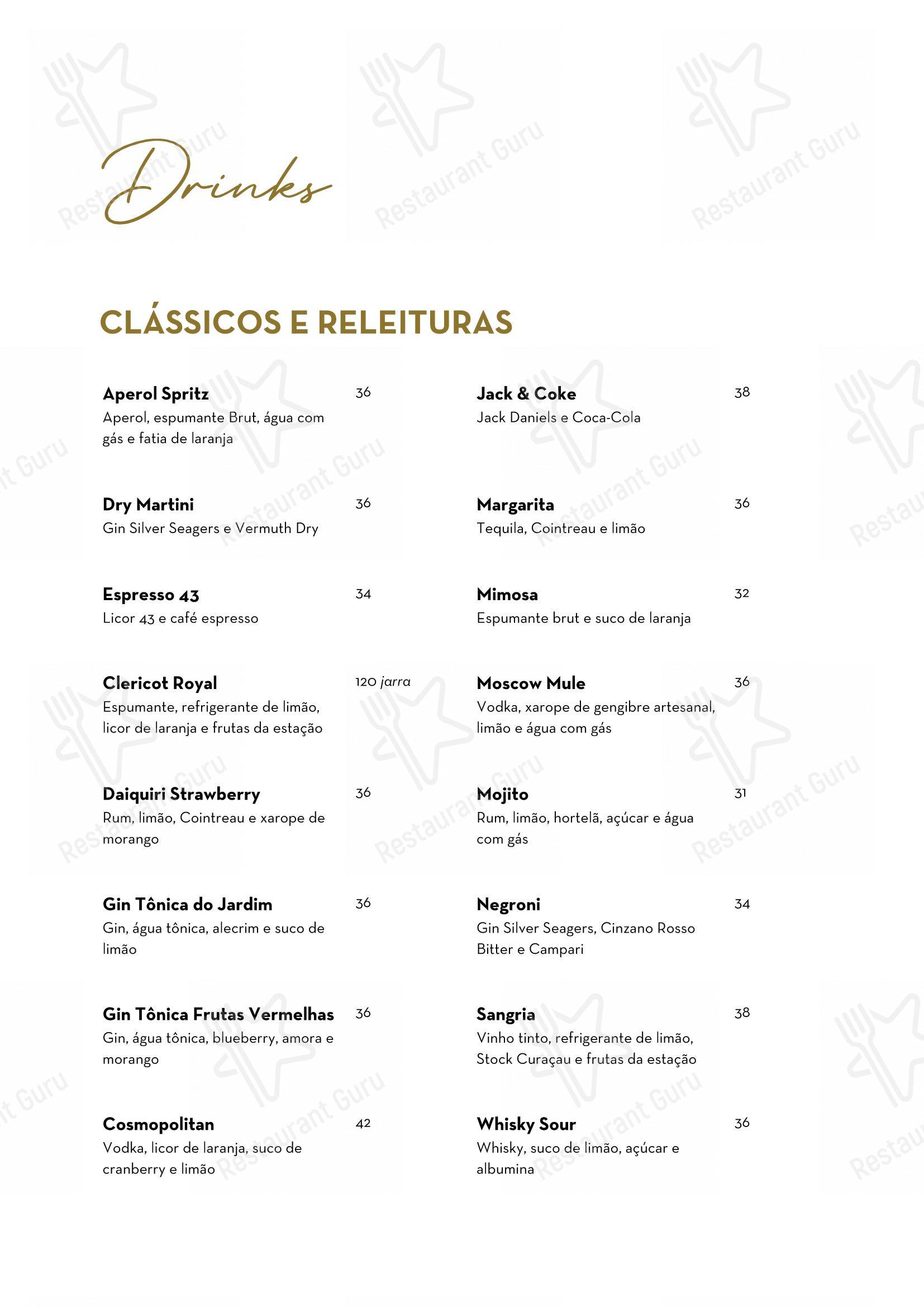 Menu bar para Jardim Secreto Gastronomia e Afetividade em Curitiba