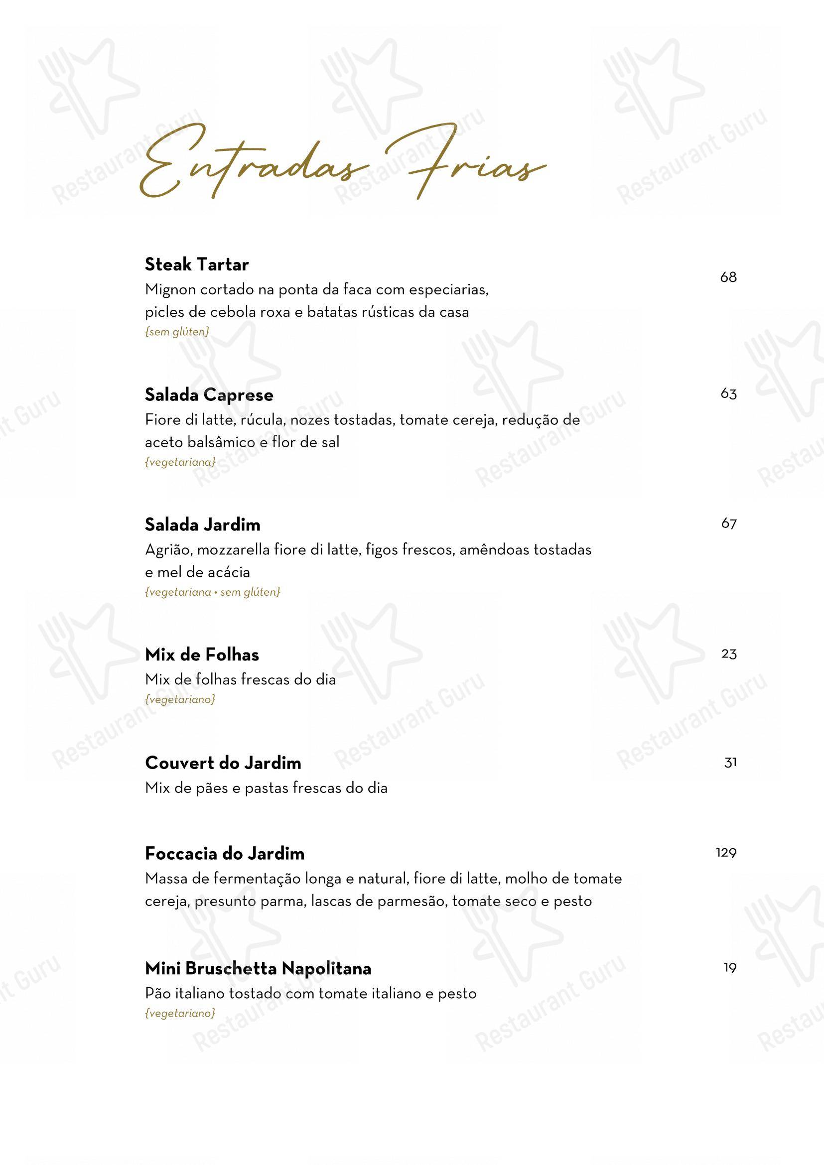 Jardim Secreto Gastronomia e Afetividade - Menu bar