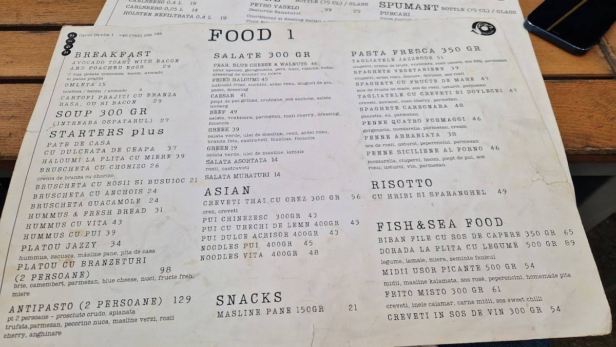 Menu de Jazzbook Club