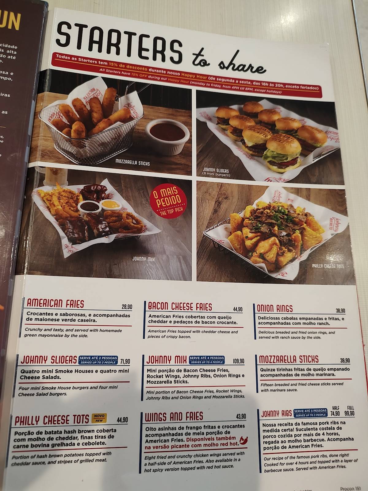 Johnny Rockets @ Grand Plaza Shopping cardápio
