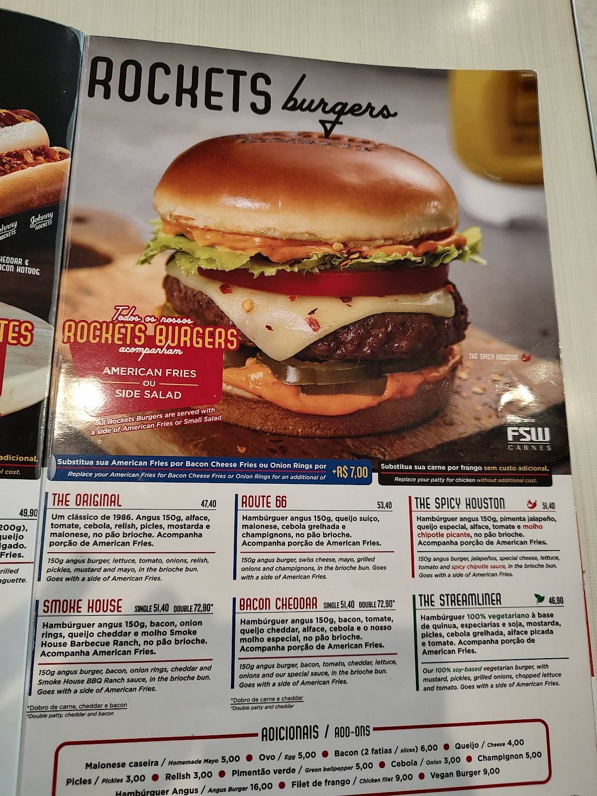 Johnny Rockets @ Grand Plaza Shopping cardápio