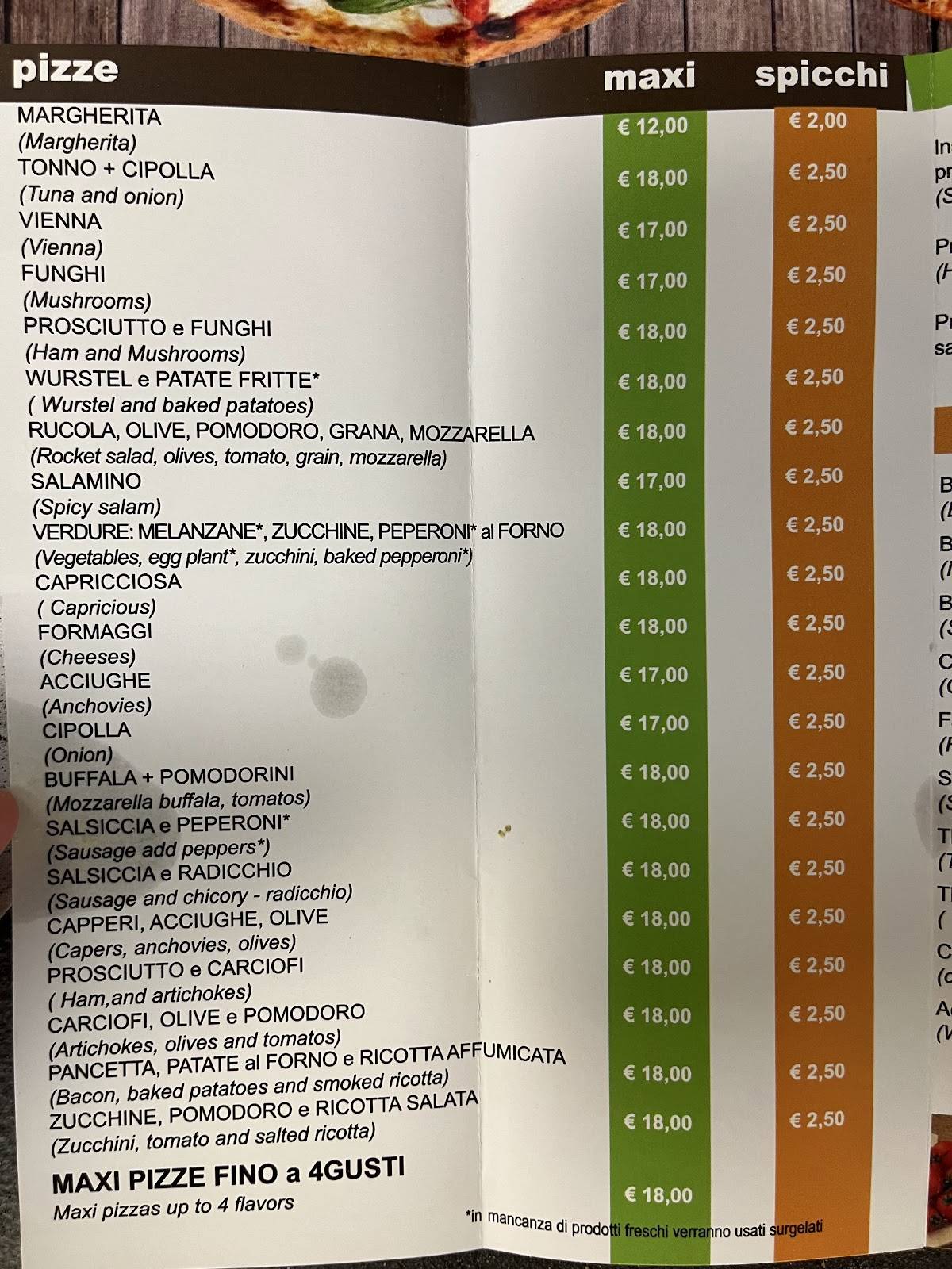 Menu di Jolly Pizza d isonzo 