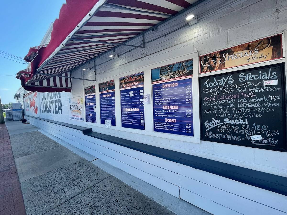 Menu at Jordan Lobster Farms restaurant, Island Park