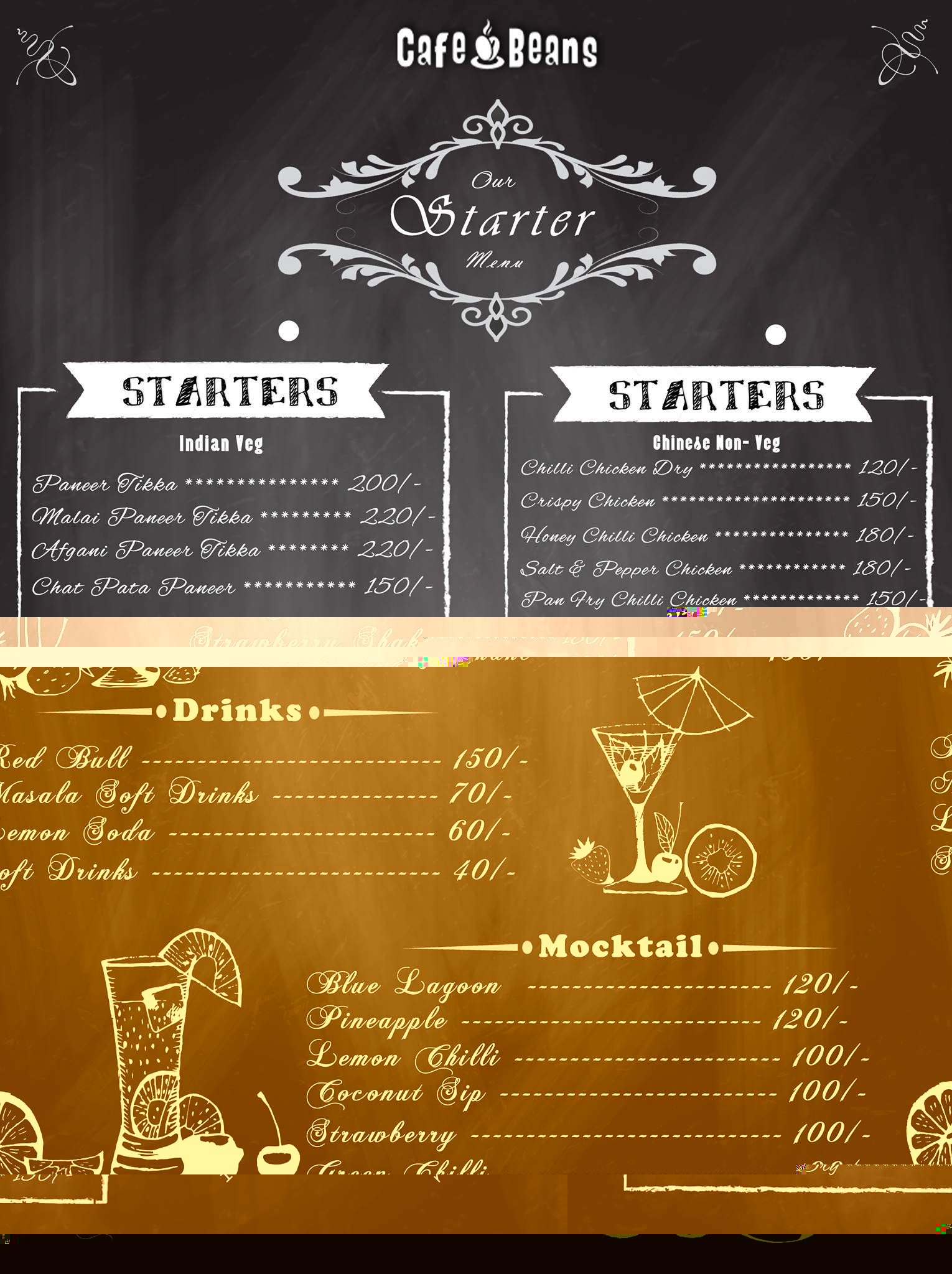 Cafe Beans menu