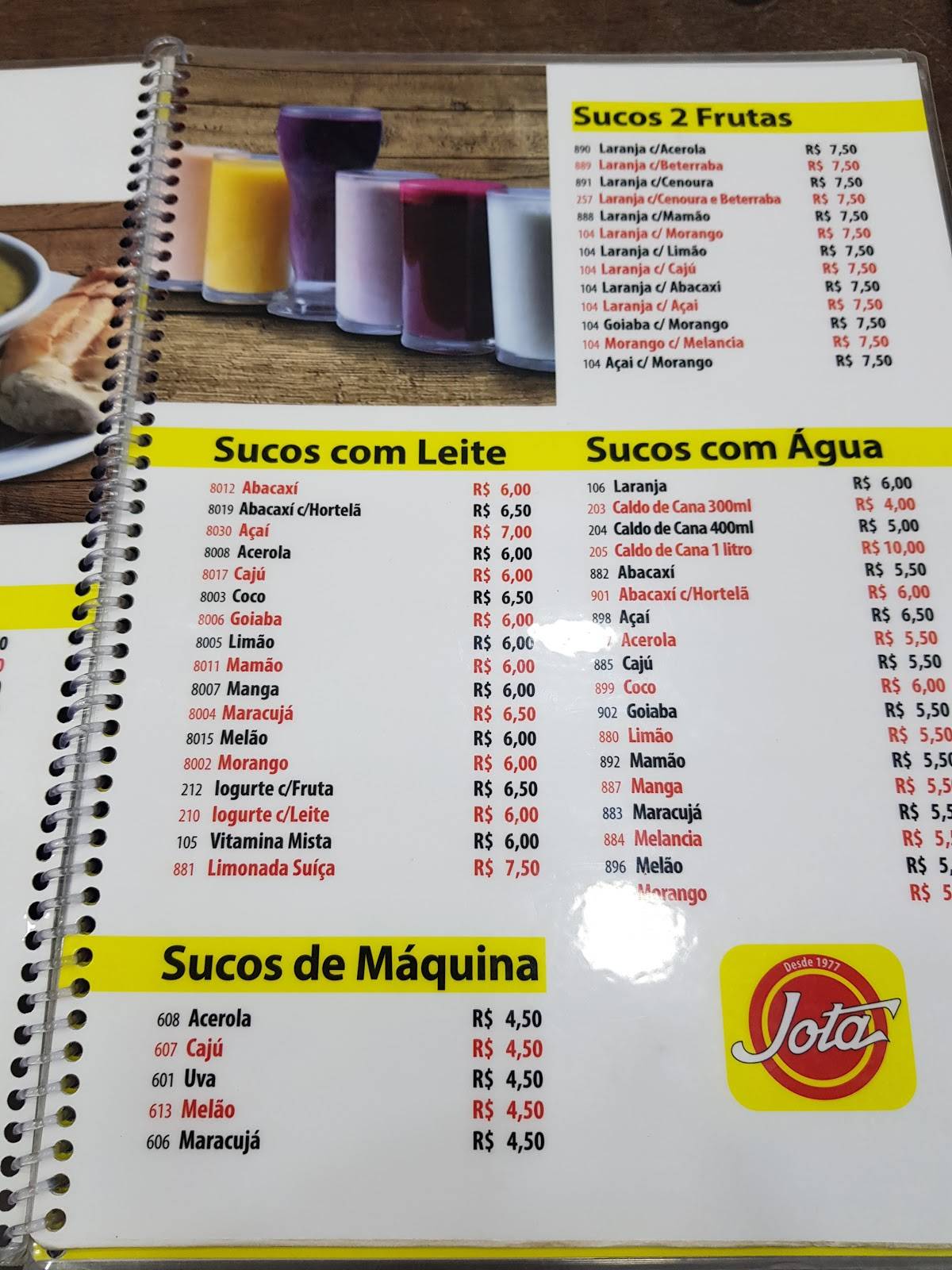 Jota Restaurante cardápio