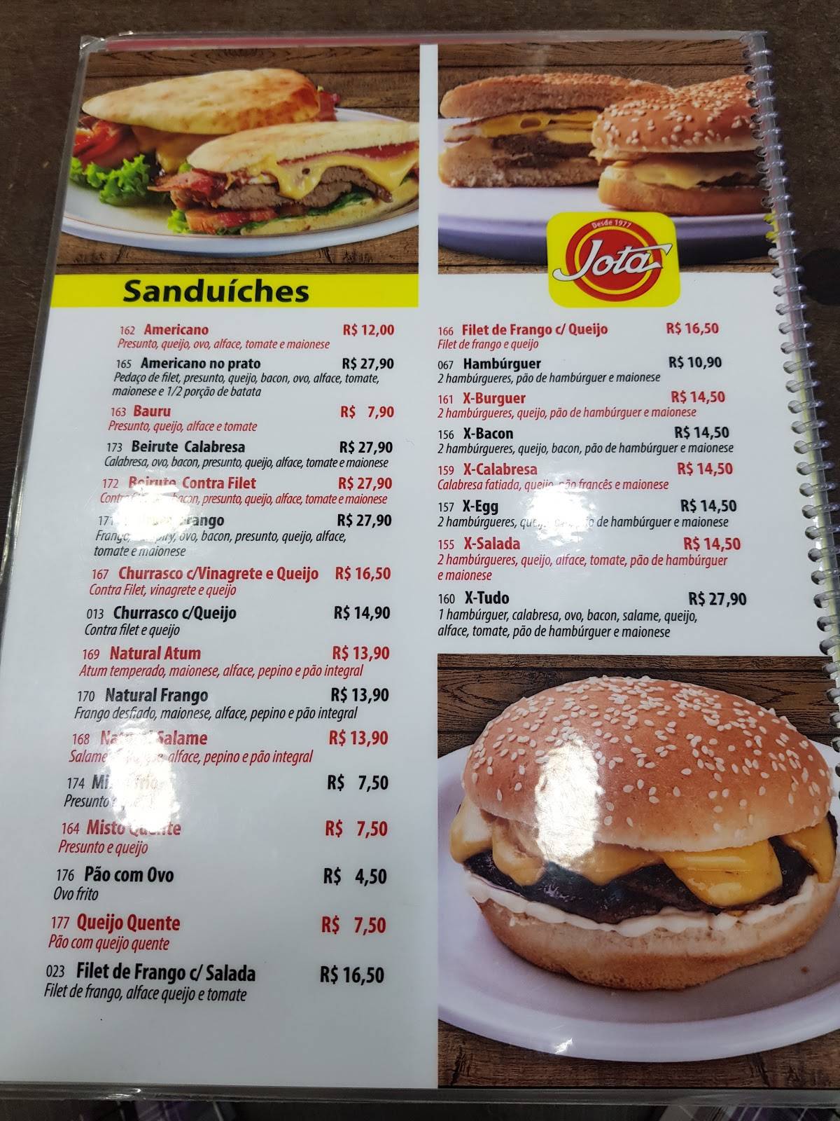 Jota Restaurante cardápio