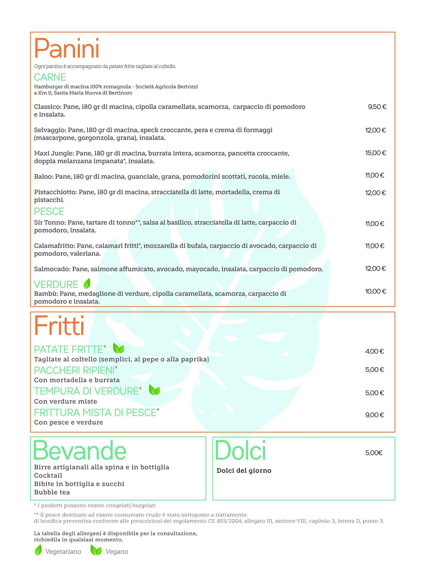 Menu di Jungle Forlì - Craft Beer, Food Drink 